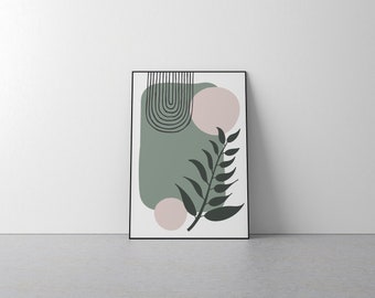 Sage Green Wall Art Print - Home Decor, Poster, Minimalist, Interior, Style, Modern, Office, Painting, Beach, Leaf, Style, Presents, Circles