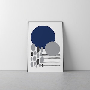 Modern Navy Deep Blue Wall Art - Home Decor, Interior, Style, Minimalist, Interior, Homeware, Poster, Simple, Artistic, Happy, Present, Gift