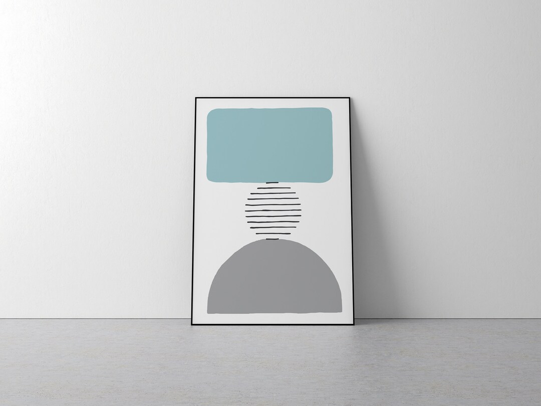 Geometric Blue Wall Art Contemporary Lounge Home Decor Etsy