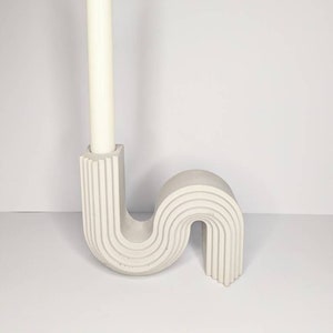 Candle holder |  Candlestick | Jesmonite | Stick candle | Plaster | Decoration | Gift | Concrete | Nordic | curved