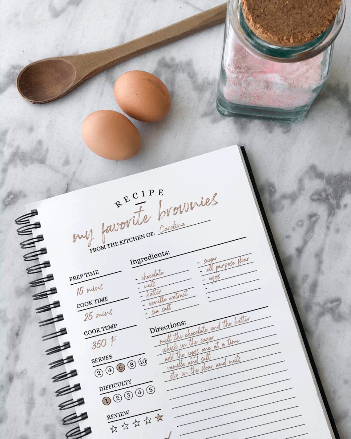 Recipe Page Template A5 Recipe Template PDF Instant Etsy