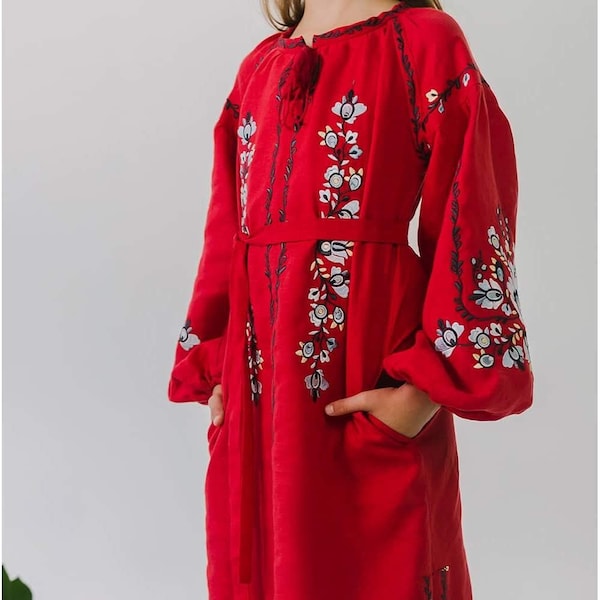 Embroidered Dress Etsy