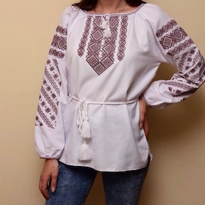 Beautiful hand embroidered blouse. Vyshyvanka. Ethno Folk Blouse For Woman. Stylish Women&#39;s Blouse. Gift for her, woman. Hadnmade blouse.