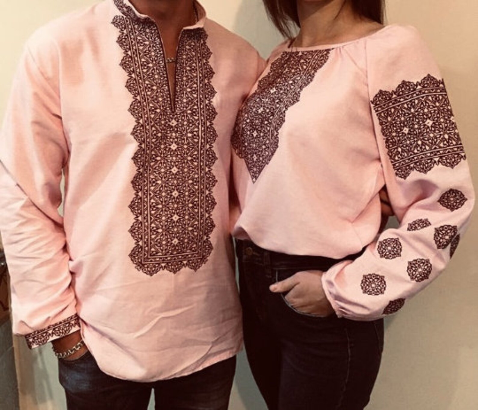 Beautiful Rose Gold Embroidered Blouse. Vyshyvanka. Ethno Folk Etsy UK