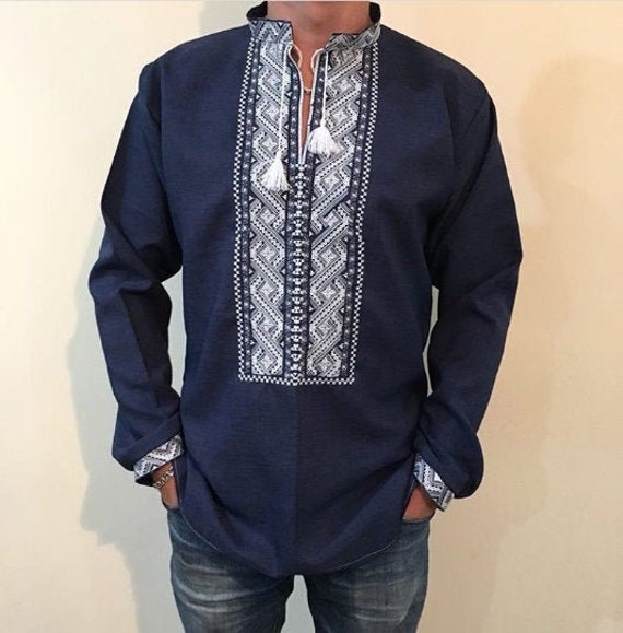 Shirt. Handmade Blue Linen Shirt. | Etsy