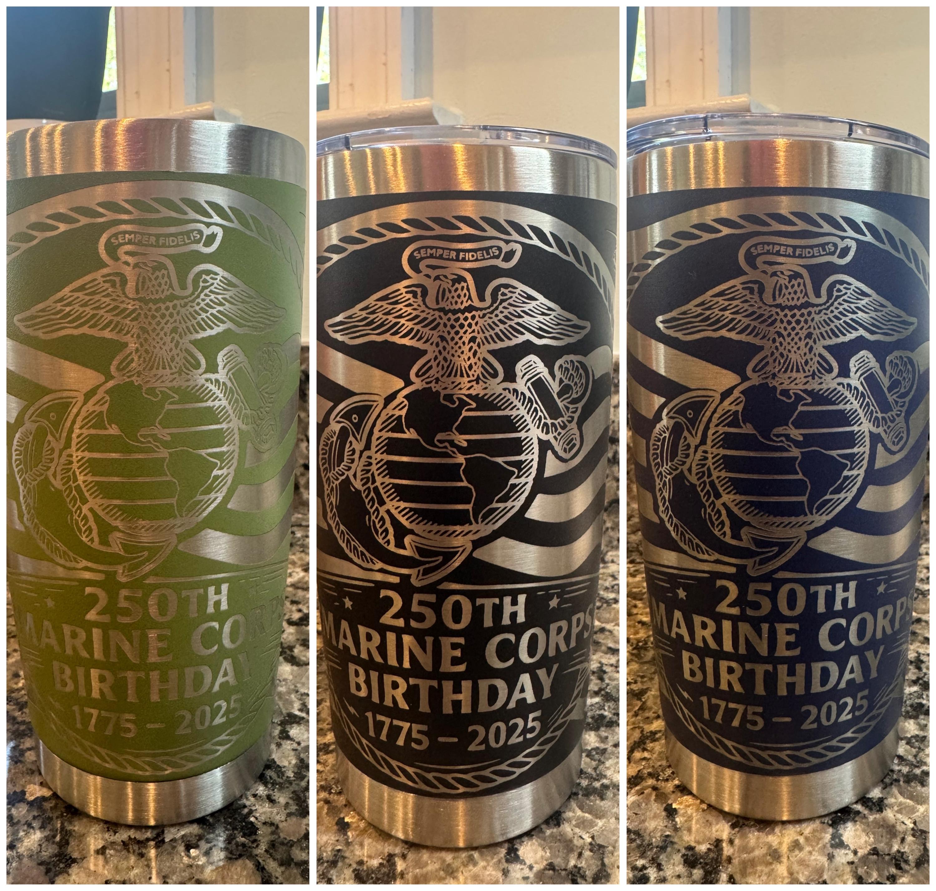 250th Marine Corps Birthday 米海兵隊誕生記念プレート USMC Marine Corps 250th Birthday / Anniversary 3D Maple or Cherry