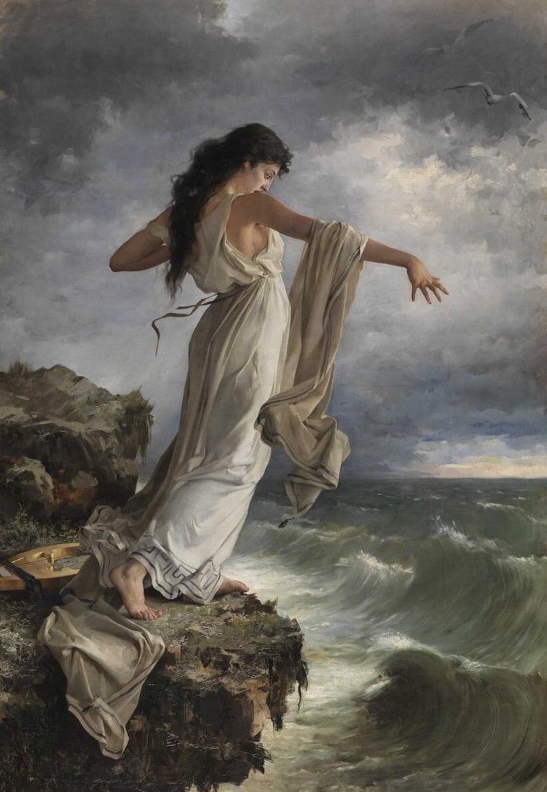 Death of Sappho  Pre-Raphaelite Art  Vintage  The Poetess image 0