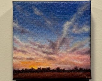 Cupid's Clouds-handpainted, original 6" x 6" artwork