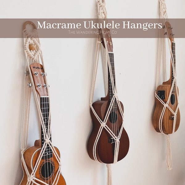 Macrame Ukulele Hanger | Concert | Soprano | Tenor | Baritone | Boho Chic | Wall Hanging | Instrument | Wall Decor | Unique Gifts | Musician