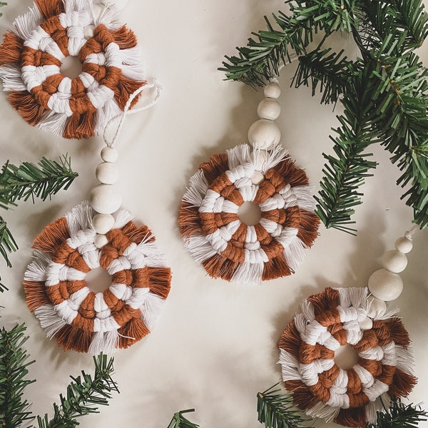 Candy Cane Christmas Ornaments Set of 4 / Macrame Ornaments / Christmas Decorations / Unique Gifts / Holiday / Stocking Stuffers / Decor