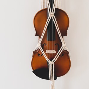 Violin Macrame Hanger / Standard 4x4 / Instrument Hanger / Boho / Wall Decor / Bohemian / Eclectic / Musician / Music / Gifts for Her image 2