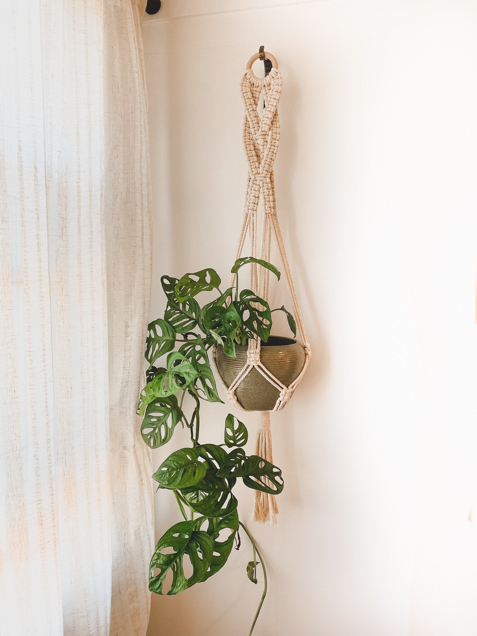 Black Indoor Plant Hanger, 10 Long Plant Holder Bracket, Wood and Metal  Wall Hooks for Planter 