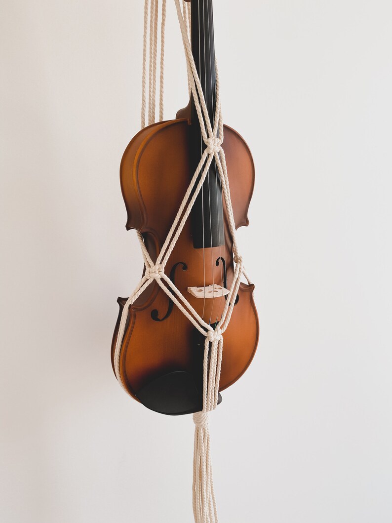 Suspension pour violon en macramé / Standard 4 x 4 / Suspension pour instrument / Bohème / Décoration murale / Bohème / Éclectique / Musicien / Musique / Cadeaux pour elle image 5
