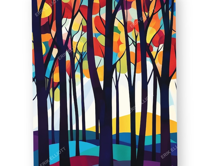 Colorful Forest Canopy 8X10 Modern Art Print