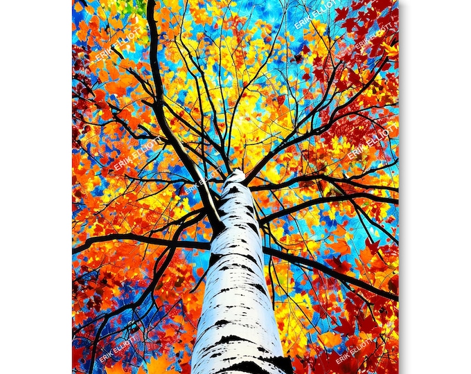 Colorful Aspen Tree Artwork 8x10 Photo Art Print