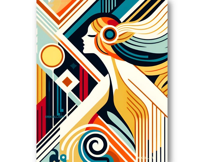 Retro Art Deco Woman Print | Abstract Gatsby Girl 8x10