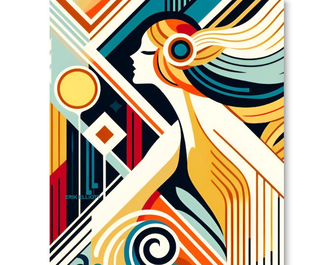 Retro Art Deco Woman Print | Abstract Gatsby Girl 8x10