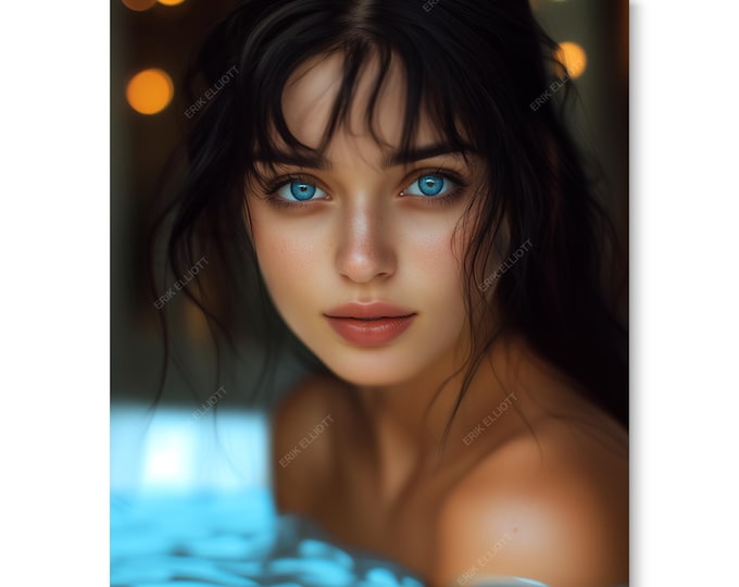 Blue Eyes 8X10 Photo Art Print Pretty Brunette Portrait