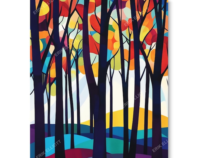 Colorful Forest Canopy 8X10 Modern Art Print