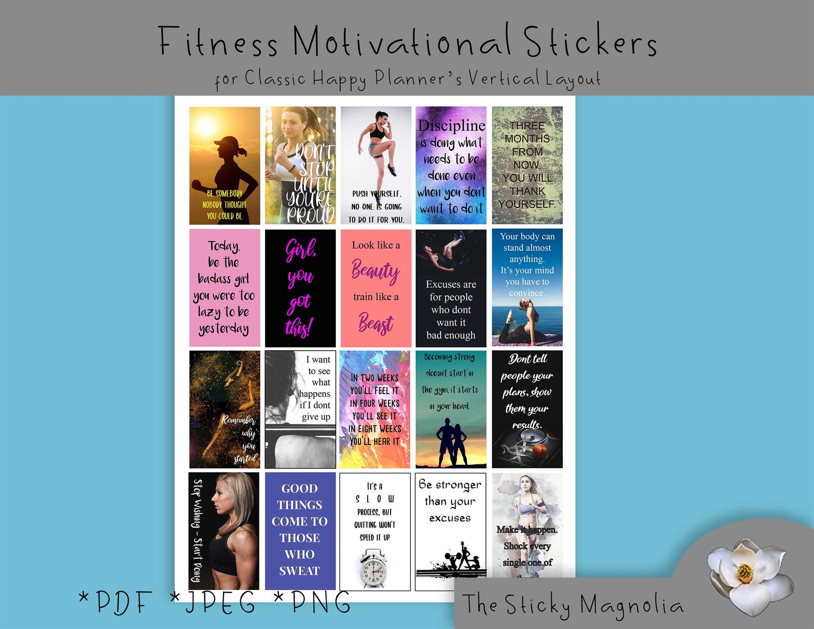 Printable Fitness Stickers for Classic Happy Planner (vertical) - Etsy