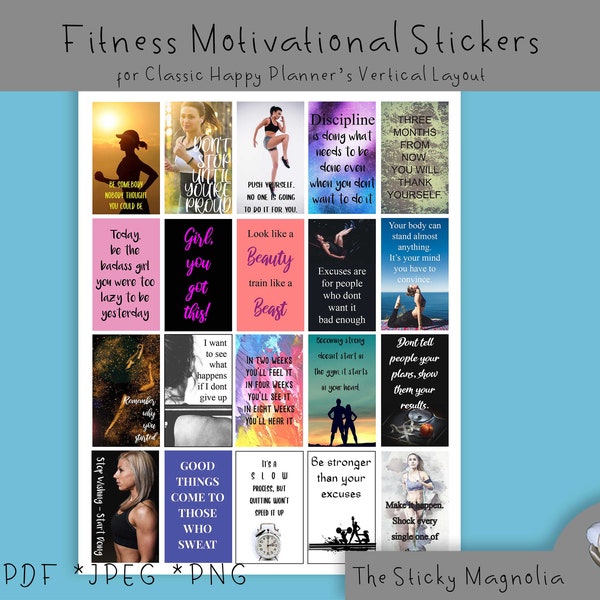 Printable Fitness Stickers for Classic Happy Planner (Vertical)