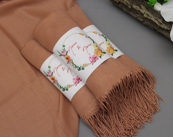 Rose Gold Pashmina, gepersonaliseerde sjaal, Pashmina sjaal, Pashmina met ringen, bruidsmeisje voorstel, bruiloft sjaal, groothandel Pashmina