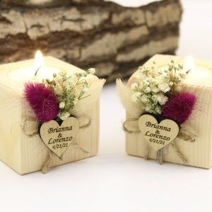 Personalized Wedding Favor Gifts For Guest Natural Wood Cube Tealight Holder 1.96&quot;x1.96&quot; Mini Wedding Table Decoration for Guests