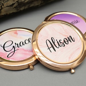 Personalized Compact Mirror~Arrow Compact Mirror~Floral Mirror~Initial Mirror~Monogrammed Compact Mirror~Bridesmaid Gift ~ Flower Girl Gift