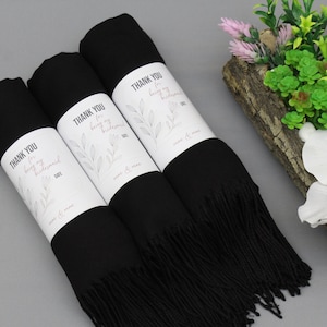 Black Pashmina Shawl, Winter Wedding Shawl, Personalized Bridesmaid Shawl, Bridesmaid Proposal, Bridal Shower Favors, Winter Wedding Favors