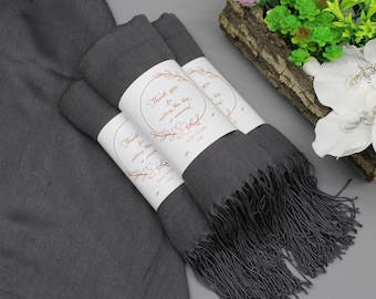 Dark Gray Pashmina, Personalized Shawl, Pashmina as a Favor, Wedding Scarf, Pashmina Wholesale, Bridesmaid Shawl, Bridal Shower Shawl, Shaw