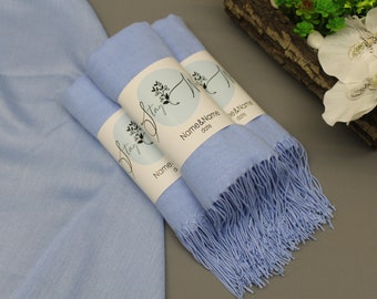 Baby Blue Pashmina Shawl, Personalized Pashmina, Pashmina Wedding, Bridesmaid Proposal, Baby Shower Favors, Pashmina in Bulk, Bridal Wrap