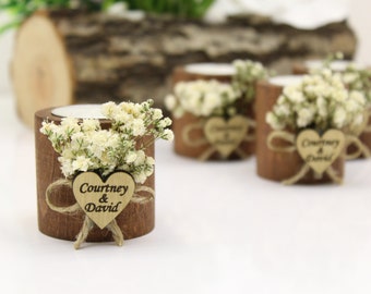 Personalised Candle Tealight Wedding Favours in Mint Green Set of 10 