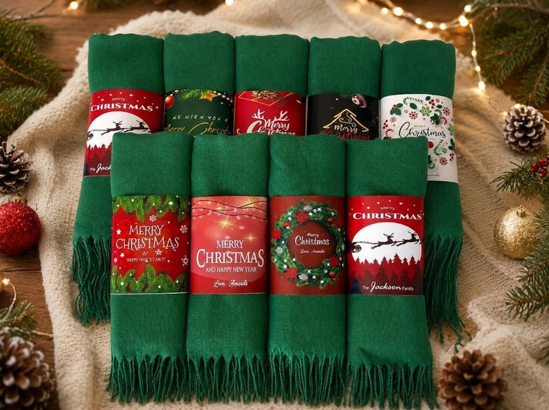 Personalized Christmas Wedding Favors, Christmas Shawl Favors, Christmas Gifts For Guests, New Year Gifts, Happy Holidays Favors, image 4