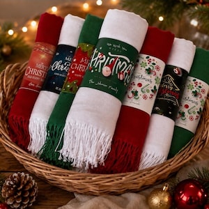 Personalized Christmas Wedding Favors, Christmas Shawl Favors, Christmas Gifts For Guests, New Year Gifts, Happy Holidays Favors, image 1