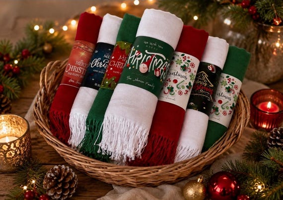 Personalized Christmas Wedding Favors, Christmas Shawl Favors, Christmas Gifts For Guests, New Year Gifts, Happy Holidays Favors,