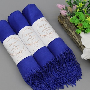 Royal Blue Pashmina Shawl, Winter Wedding Shawl, Personalized Bridesmaid Shawl, Bridesmaid Gift, Bridal Shower Favors, Winter Wedding Favors