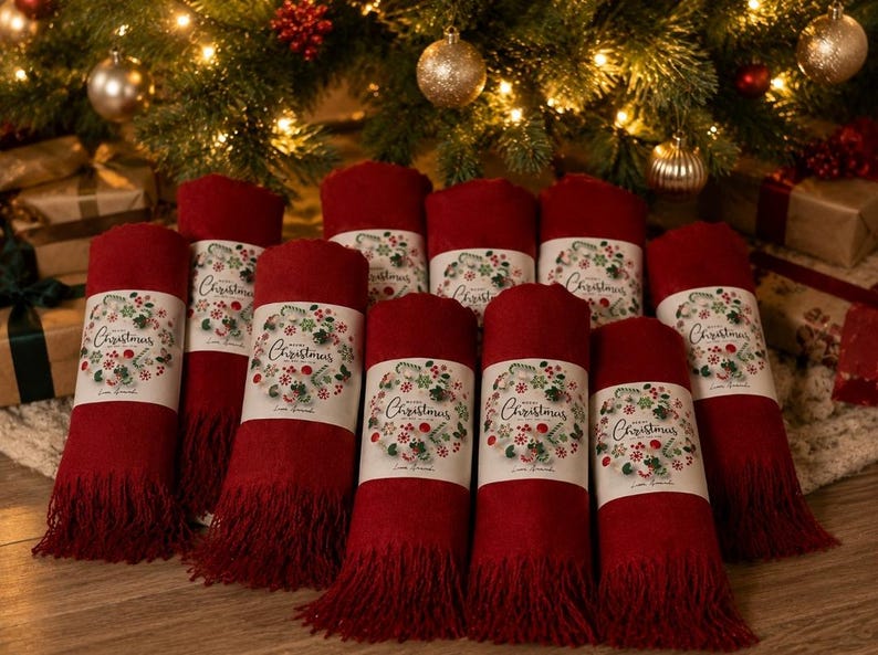 Personalized Christmas Wedding Favors, Christmas Shawl Favors, Christmas Gifts For Guests, New Year Gifts, Happy Holidays Favors, image 6