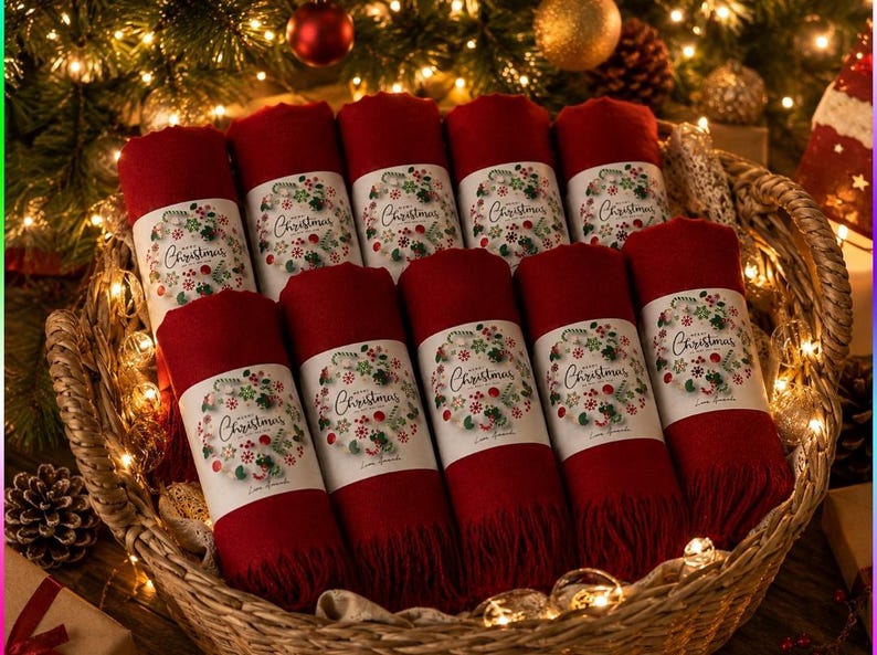 Personalized Christmas Wedding Favors, Christmas Shawl Favors, Christmas Gifts For Guests, New Year Gifts, Happy Holidays Favors, image 5