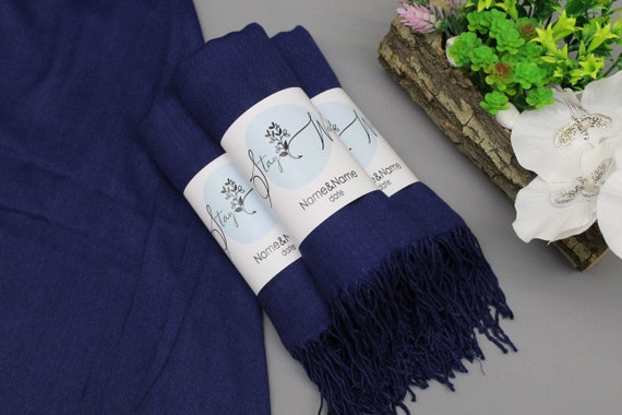 Navy Blue Pashmina, Personalized Shawl for Bridesmaids, Bridal