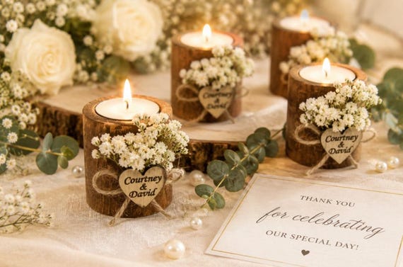 Personalized Wedding Candle Favors, Rustic Wedding Favors for Guest, Bridal shower favors, Personalized Party Favors, Memorial Candle
