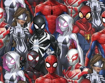 Spider Man Cotton Fabric By The Yard Spiderman And Friends Etsy