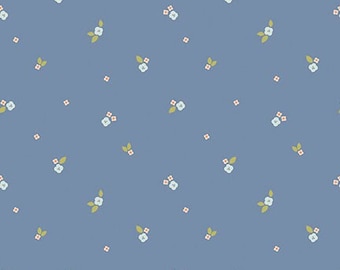 Floral Cotton Fabric by the Yard - Community Ditsy Blue - Riley Blake C11105-BLUE