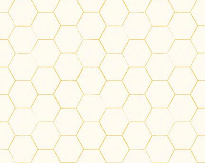 Bee Cotton Fabric by the Yard - Honey Bee Honeycomb Parchment - Riley ...