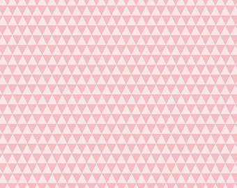 May include: A pink and white geometric pattern with a repeating triangle design.