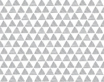 Blender Cotton Fabric by the Yard - Purrfect Day Triangles White - Riley Blake C9904-WHITE