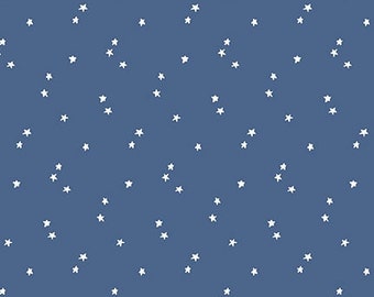 Star Cotton Fabric by the Yard - Seasonal Basic Stars Blue - Riley Blake C657-BLUE