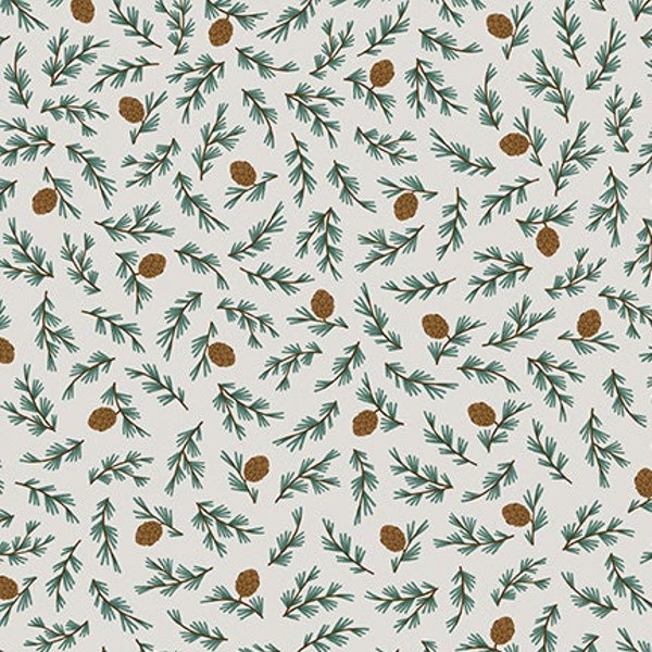 Pinecone Cotton Fabric by the Yard - Camp Woodland Pine Cones Off-White - Riley Blake C10464-OFFWHITE