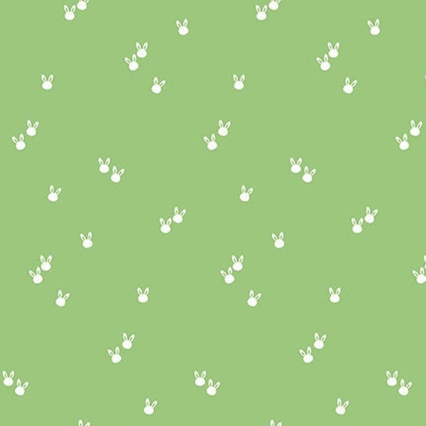 Bunny Cotton Fabric by the Yard - Seasonal Basics Bunnies Green - Riley Blake C656-GREEN