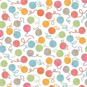 Cats Meow Cotton Fabric by the Yard - Cats Meow Yarn Ball Multi - Riley Blake C11633-MULTI