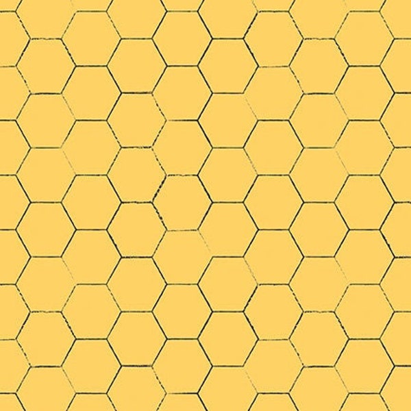 Bee Cotton Fabric by the Yard - Honey Bee Honeycomb Daisy - Riley Blake C11704-DAISY